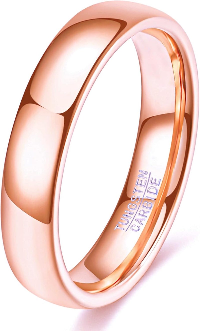 VQYSKO Tungsten Wedding Band Ring for Men Women | 2mm 4mm 6mm 8mm Gold Domed Tungsten Wedding Band Ring for Men Women High Polish Comfort Fit | Size 5-14 - Image 1